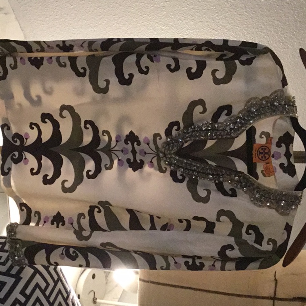 Tory Burch rhinestone abstract blouse